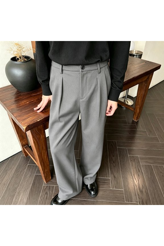Men Tailored Stretch Flat Front Formal Trousers Wrinkle Resistant Daily Wear S-XL