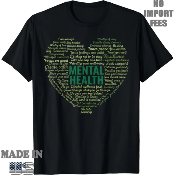 Men.Tal Health Awareness Heart T-Shirt Unisex S-5XL Hot Trending Shirt Birthday Gift