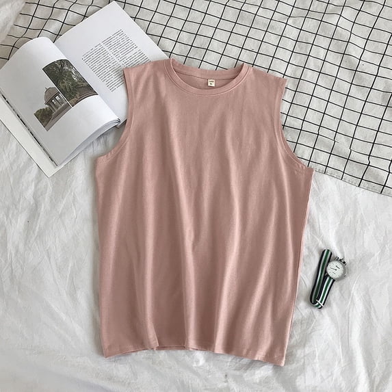 Men Tank Top Loose Fit Sports Vest Summer Casual Solid Color Sleeveless T-Shirt