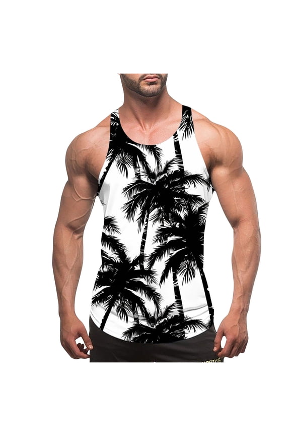 Men Tank Tops Digital Print Mens 3D Tank Top Novelty Graphic Breathable Quick Dry Sleeveless Beach Shirt Graphic Gym Tank Tops for Men