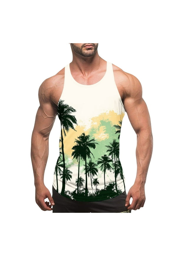 Men Tank Tops Digital Print Mens 3D Print Tank Top Summer Casual Novelty Polyester Gym Workout Bodybuilding Tank Tops Gym Compression Tank Tops for Men