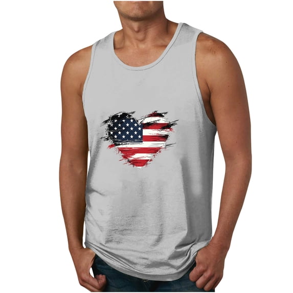 Men Tank Tops Print Men's Print Tank Top Casual Sports Sleeveless Round Neck T-Shirt Tank Top Muscle Tank Tops For Men Graphic