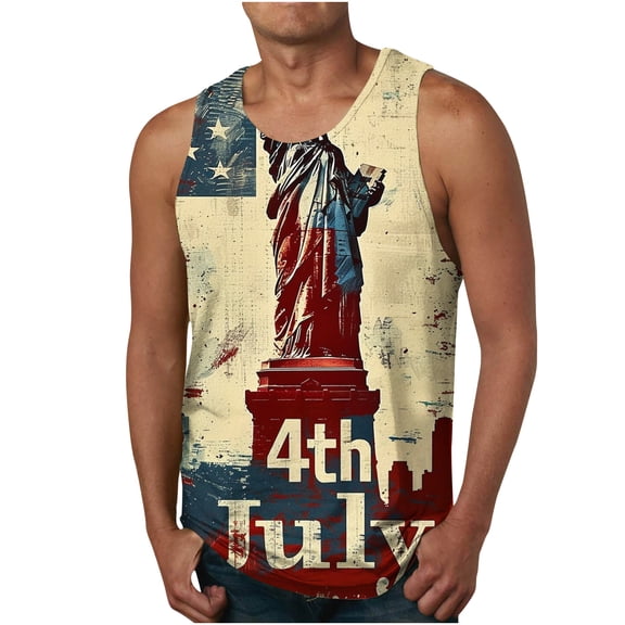 Men Tank Tops Print Mens Funny Tank Tops 3D Graphic American Flag Sleeveless Shirt 4Th Of July Patriotic T-Shirt Summer Gym Workout Top Muscle Tank Tops For Men Graphic