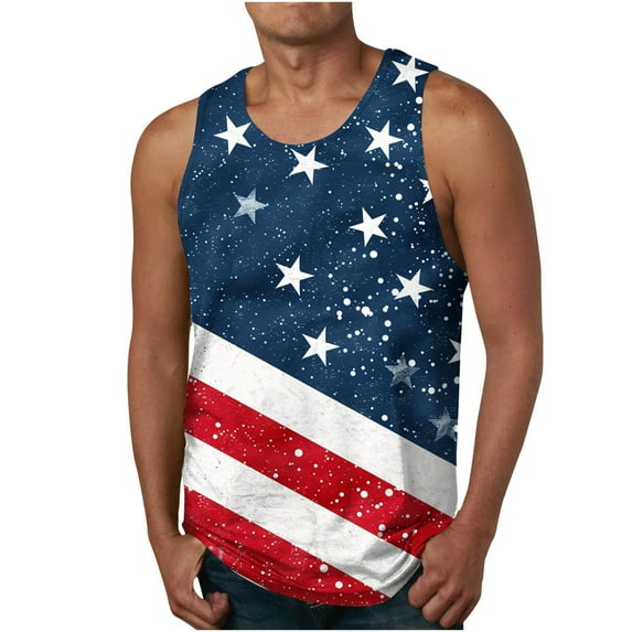 Men Tank Tops Print Summer Vintage Style T-Shirt Summer Casual Workout Vest Breathable & Moisture Left Chest Cut-Off Tee Sports Training Sleeveless Gym Hoodies Bodybuilding Cut Off Muscle Shirts