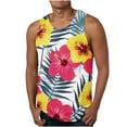 thumbnail image 1 of Men Tank Tops Print Tank Top For Men Hawaiian Tropical Print Summer Casual Workout Vest Round Neck Sleeveless Loose Shirts Lightweight Comfy Blouse Big And Tall Graphic Tank Tops For Men, 1 of 4