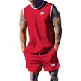 thumbnail image 1 of Men Tank Tops Shorts Set Tracksuit Summer Male Sleeveless Vest T Shirt Sportwear, 1 of 1