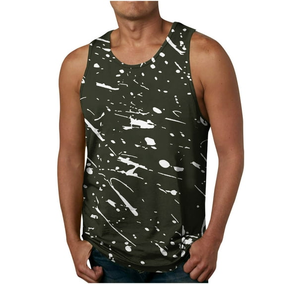 Men Tank Tops Workout Men's Tank Colorless Gradient Printing Round Neck Thin Strap Leakage Back Regular Casual Sports Tank Blouses Tank Tops For Men Beach Wear