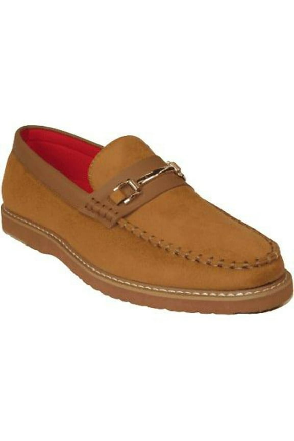 Men Tayno Dressy Casual Penny Loafer Soft Micro Suede Comfortable Drive Camel