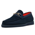 thumbnail image 1 of Men Tayno Dressy Casual Penny Loafer Soft Micro Suede Comfortable Drive Navy, 1 of 5