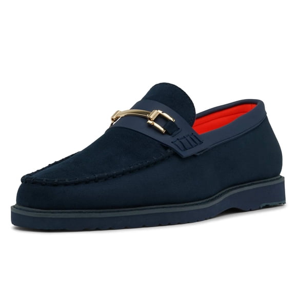 Men Tayno Dressy Casual Penny Loafer Soft Micro Suede Comfortable Drive Navy
