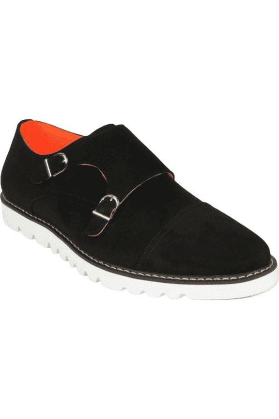 Men Tayno Dressy Casual Soft Suede Comfortable Double Buckle #Freshman Black