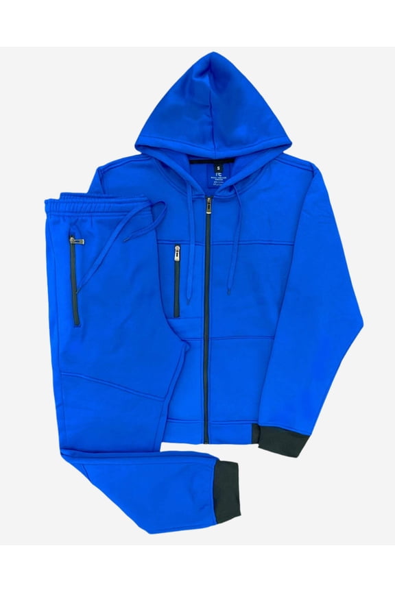 Men Tech Jogger Fleece Suit Top and Bottom Sweatsuit Outfit