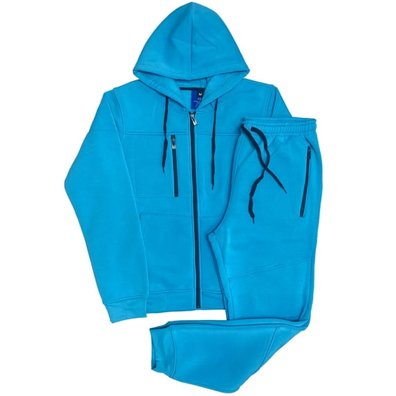 Men Tech Jogger Fleece Suit Top and Bottom Sweatsuit Outfit