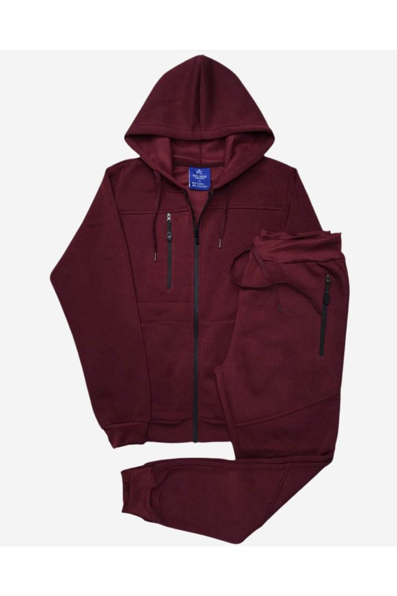 Men Tech Jogger Fleece Suit Top and Bottom Sweatsuit Outfit