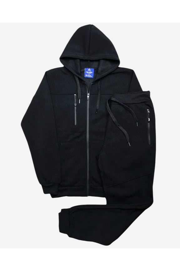 Men’s Warm Winter Tech Fleece Sweat Jacket Sweatpants Jogger Outfit