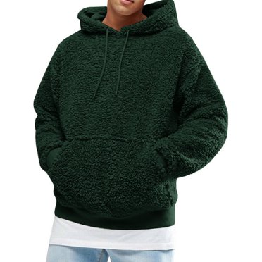 Ooksin Men Fuzzy Zip Hoodie Sweatshirt Sherpa Plush Zipper Jacket With Hood For Men