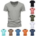 thumbnail image 1 of Men Tennis T Shirts Mens Fashion Casual Solid Color V Neck Short Sleeve T Shirt Top, 1 of 3