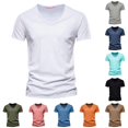 thumbnail image 1 of Men Tennis T Shirts Mens Fashion Casual Solid Color V Neck Short Sleeve T Shirt Top, 1 of 3