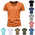 thumbnail image 1 of Men Tennis T Shirts Mens Fashion Casual Solid Color V Neck Short Sleeve T Shirt Top, 1 of 3