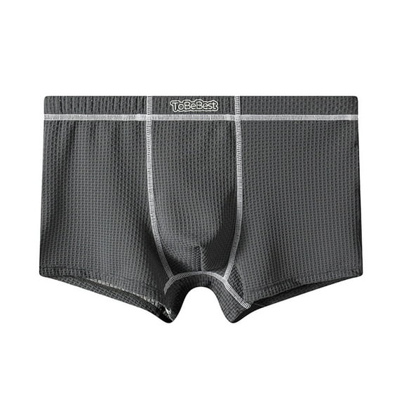 Men Textured Boxer Briefs Solid Color Mid-waist Underpants Soft Comfort Breathable Underwear