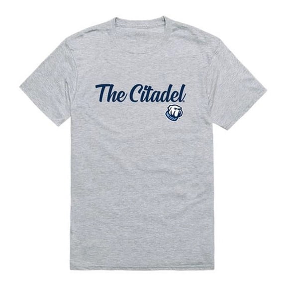 Men The Citadel Script T-Shirt, Heather Grey 2 - Medium