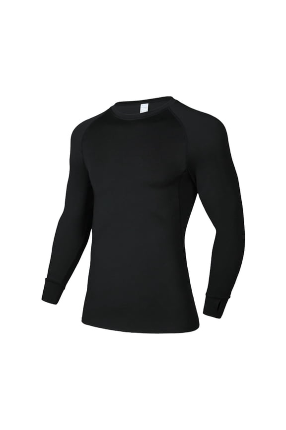Men Thermal Compression Long Sleeve Fleece Lined Undershirt Cold Weather Workout Athletic Base Layer Baseball Top