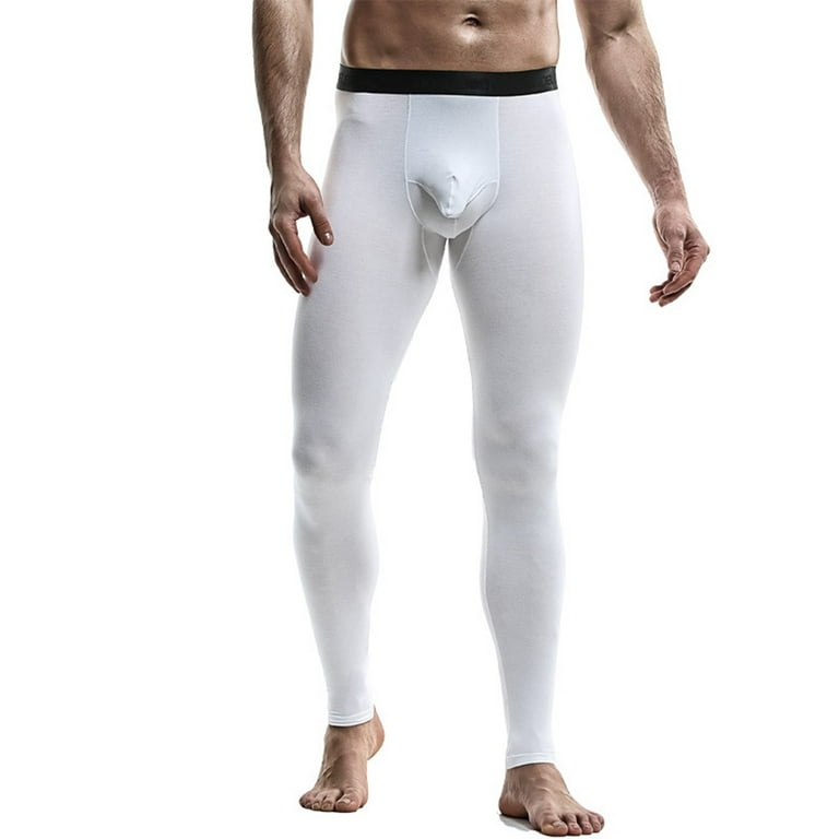 Men Thermal Underwear Bulge Pouch Warm Leggings Stretchy Long John Pants  Bottoms 