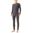 thumbnail image 1 of Men Thermal Underwear Lightweight Solid Round-Neck Long Sleeve Trousers Base Layer 2 Piece, 1 of 5