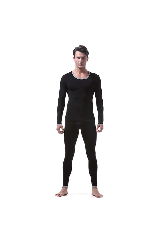 Men Thermal Underwear Set 2 Piece Set Cold Weather Ultra Thin Ice Silk Long Johns Long Sleeve Tight Winter Warm Solid Color Base Layer Mens Long Johns Thermal Set