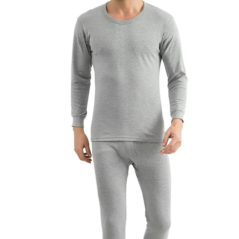 Men Thermal Underwear Set iMounTEK Cotton Polyester Long Johns Pants Long Sleeve Soft Underwear Kit Top and Bottom Winter Sports Suits Grey M