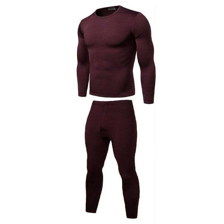 Men Thermal Underwear Winter Warm Under Clothes Fleece Lined Warm Top and  Bottom Sleepwear 2pcs Set