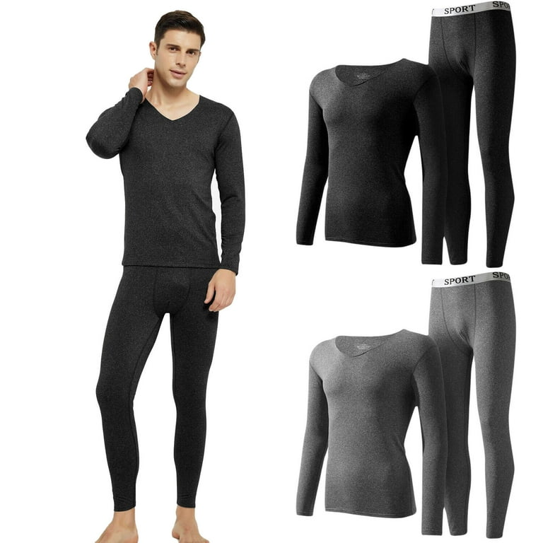 Men Thermal Underwear for Skiing Hunting, Winter Warm Fleece Lined Base  Layer Set Top Bottom 