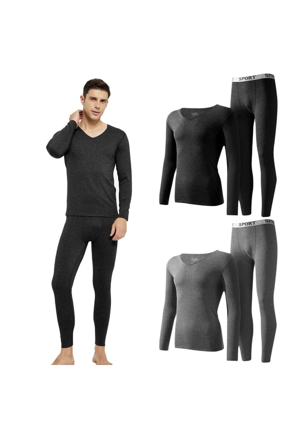 Men Thermal Underwear for Skiing Hunting, Winter Warm Fleece Lined Base Layer Set Top Bottom