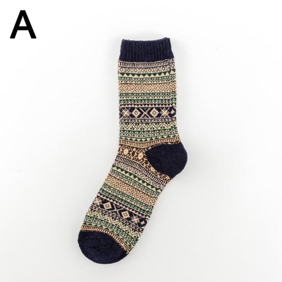 Men Thick Socks Ethnic Retro High Quality Winter Warm Breathable Sock