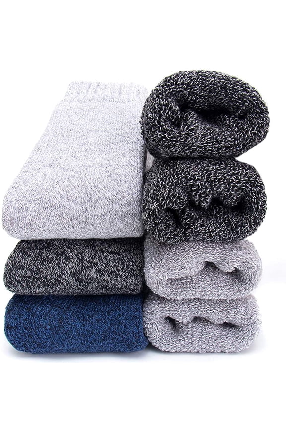 Men Thick Wool Socks,Soft Warm Comfort Casual Crew Winter Solid Color Socks,3Pairs,Assorted