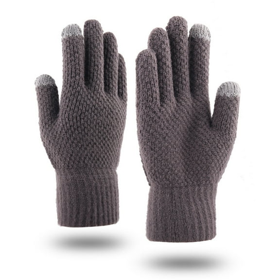 Men Thicken Winter Knitted Woolen Gloves Warm Full Finger Touch Screen Mittens