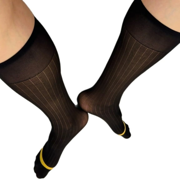 Men Thin Business Dress Socks Stretchy Nylon Sheer Knee Highs Dress Socks Over the Calf Dress Socks Sheer Casual Socks