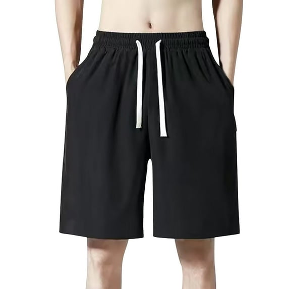 Men Thin Loose Plus Size Casual Pants - Ice Silk Cool Fabric Summer Home Sport Shorts, Daily Comfort Style Mens Shorts For Home Walking & Hot Weather Wearing Occasions Time Now