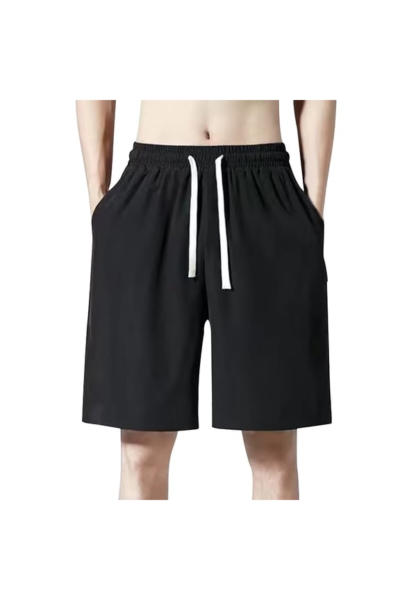 Men Thin Loose Plus Size Casual Pants - Ice Silk Cool Fabric Summer Home Sport Shorts, Daily Comfort Style Mens Shorts For Home Walking & Hot Weather Wearing Occasions Time Now