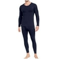 thumbnail image 1 of Men Thin Thermal Underwear Set Solid Color Casual Elastic Base Warm Long Sleeve Top and Bottom, 1 of 6