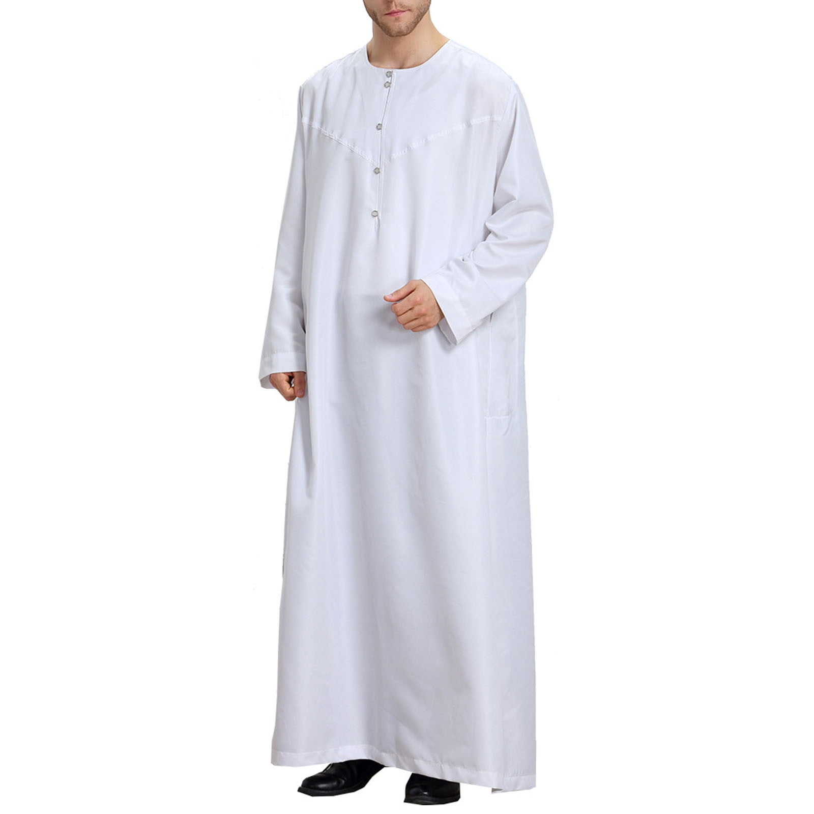 Men Long Sleeve Kaftan Robe Round V Neck Long Gown Muslim Dubai Robes  Cotton Linen Islamic Abaya Dress (Color : Black, Size : 3X-Large) at Amazon  Men's Clothing store
