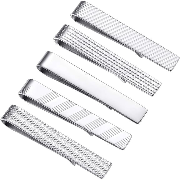 Men Tie Clips for Wedding Anniversary Tie Clip Cufflinks Platinum/Black/Gold/Rose Gold Regular Tie Bar 1-6 Pcs,Customizable