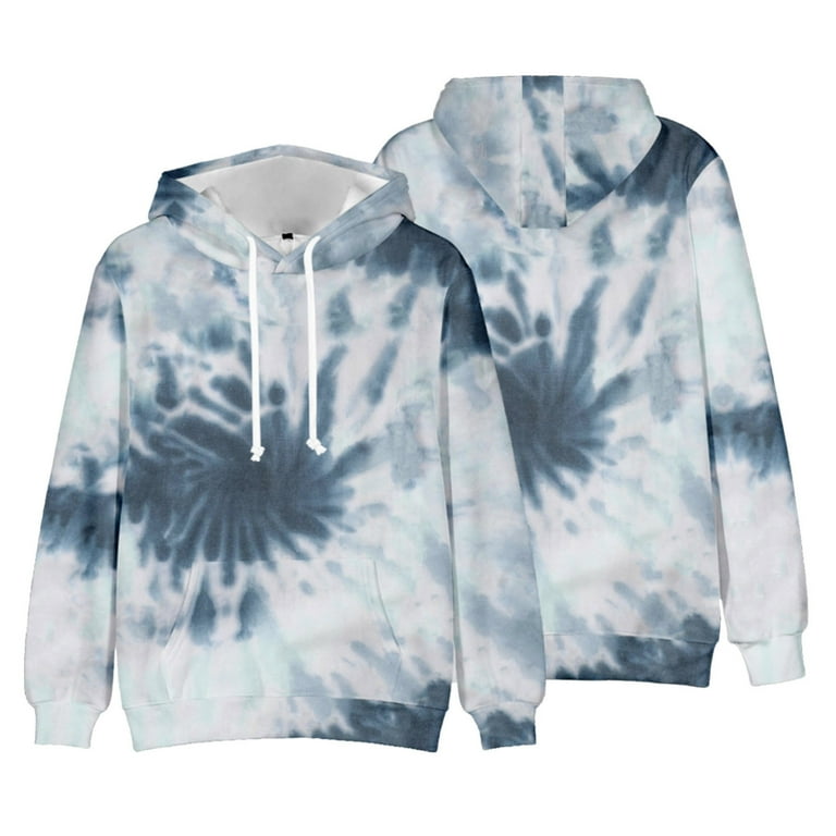 Men Tie Dye Hoodie 3D Print Pullover Hoody Hooded Drawstring Sweatshirt Long Sleeve Tops with Pockets