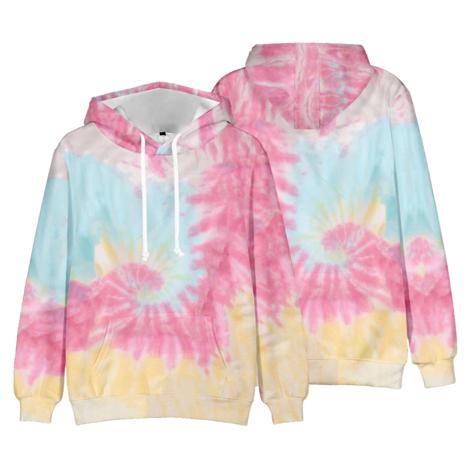 Men Tie Dye Hoodie 3D Print Pullover Hoody Hooded Drawstring Sweatshirt