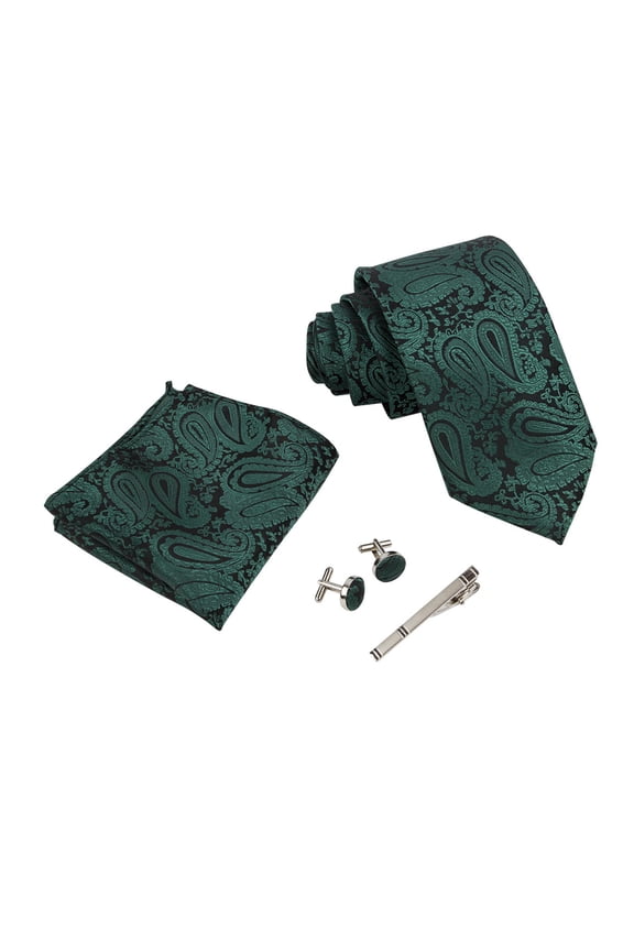 Men Tie Pocket Square Cufflink Set for Adult Office Business Meeting Formal Wear Accessory Gift for Boyfriends Husband