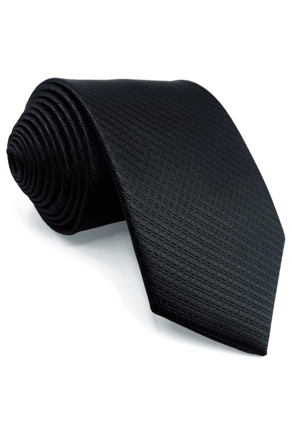 Men Tie Wedding Necktie and Cufflinks Black Silk Solid Skinny Size 2.36"