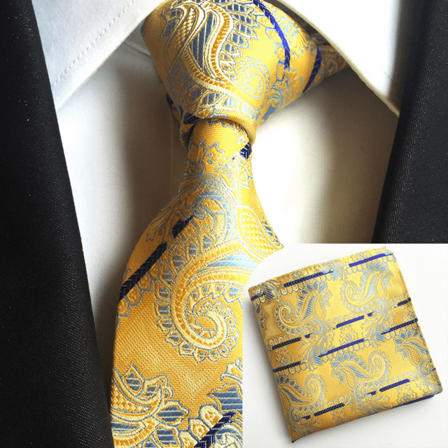Men Ties Paisley Woven Silk Necktie Set with Pocket Suqare Formal, TC ...