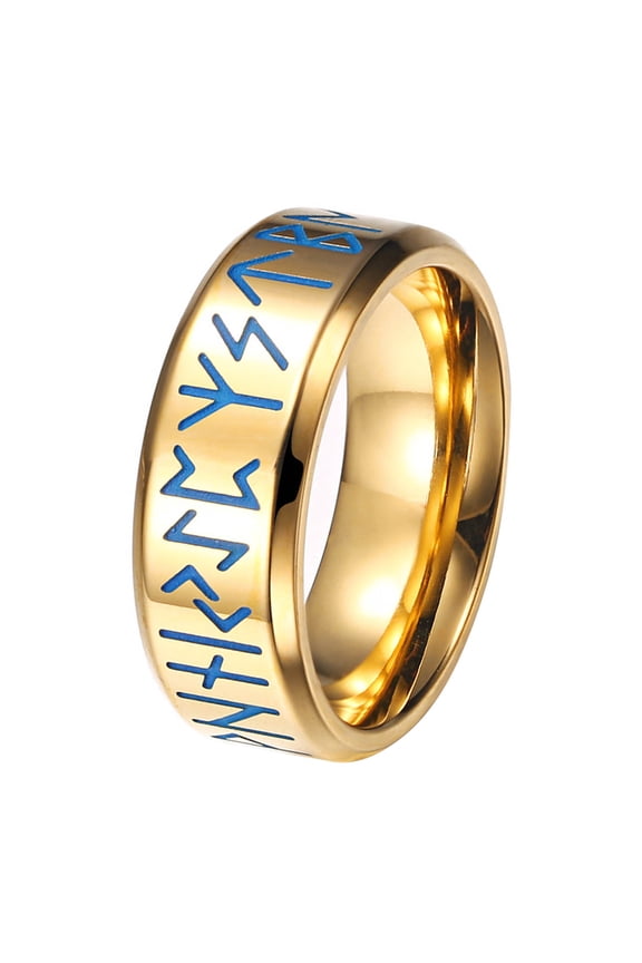 Men Titanium Steel Ring Engrave Gold Luminous Fashionable Glossy 18.2mm Inner Diameter Ring