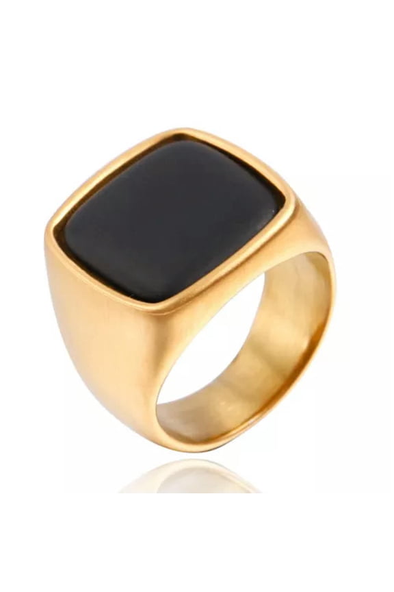 Men Titanium Steel Ring Square Crystal Stone Gemstone Punk Band Wedding Jewelry