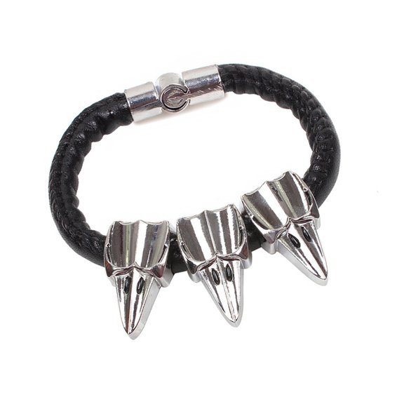 Men Titaniums Steel Bracelet Adjustable PU Cuff Bangle For Daily Wear